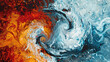 © Ariyl - Abstract swirl of fiery red and icy blue colors in a dynamic painting