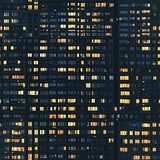 Seamless pattern of skycraper or office building windows at night - tiles, texture