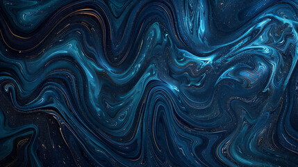 Wall Mural - Abstract blue and gold liquid marble background.