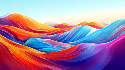 Vibrant abstract landscape illustration with colorful lines. Energetic. Illustration