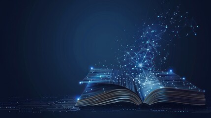 Open Book with Glowing Digital Lines