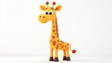 Playful 3D Cartoon Giraffe Curiously Stretching Neck on White Background