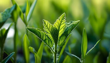 Lush green grass showcasing dense growth and intricate textures of freshly cut blades in a detailed close-up