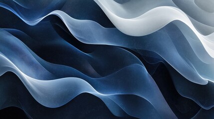 Wall Mural - Abstract wavy lines in shades of white and blue, creating an undulating pattern that symbolizes movement and balance. Presentation of health monitoring and data flow. World Diabetes Day. AI.