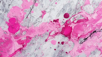 Splattered pink paint on grey marble, soft abstract background generative ai