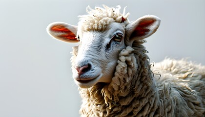 Isolated sheep on white background highlighting agricultural industry and livestock husbandry for banners and posters