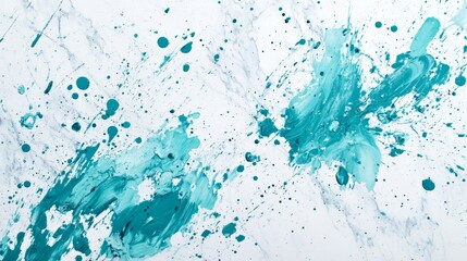 Wall Mural - Splattered turquoise paint on white marble generative ai