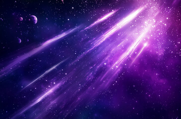 Wall Mural - Silver Comets Darting Across a Deep Purple Sky: Celestial Phenomena Illustrated