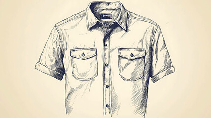 Sticker - A sketch of a classic button-down shirt.