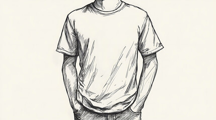 Sticker - Hand-drawn illustration of a man wearing a plain t-shirt and jeans, standing with his hands in his pockets.