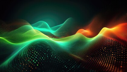 Poster - Abstract green and orange waves