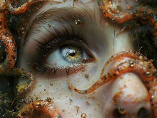 Canvas Print - Close Up of an Eye with Tentacles