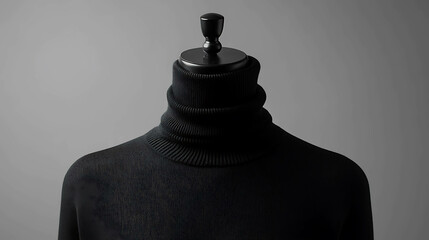 Sticker - A black turtleneck sweater on a mannequin against a grey background.