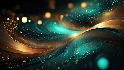 Abstract teal and gold design