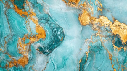 Wall Mural - Turquoise and gold marble texture, vibrant and luxurious marble generative ai