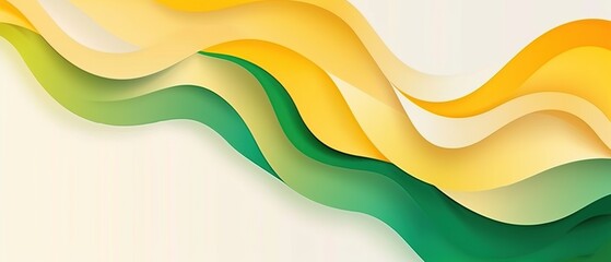 Canvas Print - Abstract background with green and yellow gradient lines in wavy movement