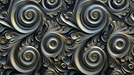 Sticker - Abstract metal background with swirls and spirals.