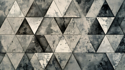 Wall Mural - Abstract geometric pattern of triangles with a weathered concrete texture.