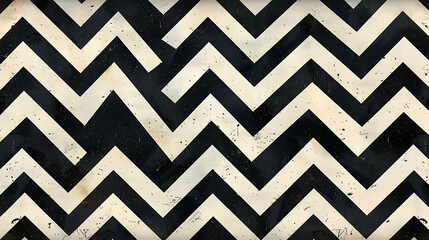 Poster - Vintage black and white chevron pattern with grunge texture.