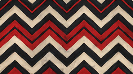 Wall Mural - Red, black, and white chevron pattern background.