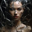 © Margo_Alexa - A woman's face partially visible through cracked glass, conveying themes of fragility and distortion, emphasizing a mental state.