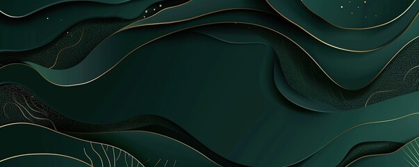 Sticker - dark green abstract background with shining lines