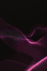 Fototapete - A captivating wave of purple dots undulates gracefully across a deep black background, evoking a sense of smooth, dynamic movement in this minimalist digital creation.