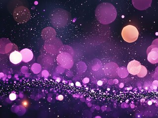Aufkleber - Small purple dots float chaotically against a dark background, glowing with varying intensity, creating a captivating cosmic atmosphere full of energy and intrigue.