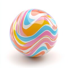 A whimsical, 3D representation of a toy bouncy ball with a playful design, isolated on a white backdrop, ideal for recreational purposes