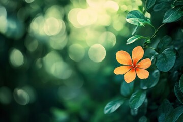 Wall Mural - bright flower on green background, ai