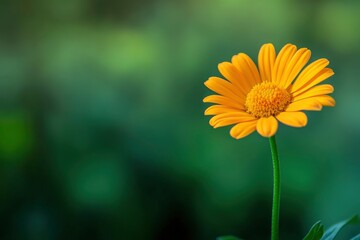 Wall Mural - bright flower on green background, ai