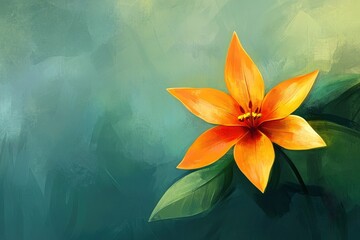 Wall Mural - bright flower on green background, ai