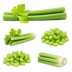 Wall Mural - set of fresh green vegetables isolated on transparent background png