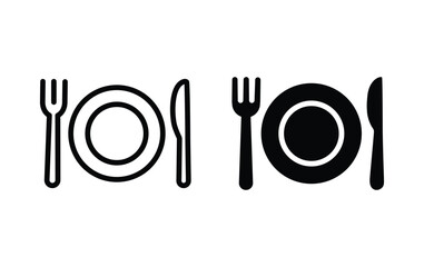 Poster - dish, fork, knife icon, Restaurant sign vector