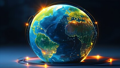 Illuminated Global Network Globe Symbolizing Advancements in Technology and Communication