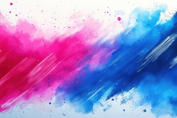 Abstract Watercolor Splatter in Pink and Blue: An artistic blend of pink and blue watercolor splatter on a white background creates a vibrant and dynamic abstract composition. Perfect for modern desig