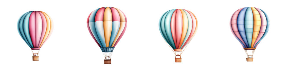 Colorful hot air balloons soaring against a clear sky, evoking a sense of adventure and freedom. Perfect for travel and celebration themes.