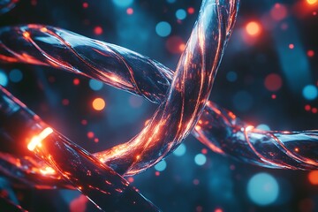 Poster - Abstract Twisted Structure with Red and Blue Lights