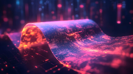 Poster - A vibrant, abstract wave of digital light, showcasing a blend of colors and patterns that evoke technology and innovation.