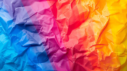 Wall Mural - Rainbow-hued paper crumpled into a bold, colorful statement of abstract art.