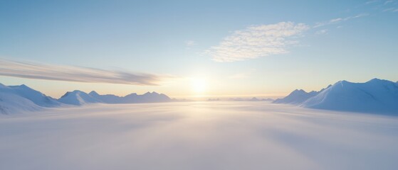Wall Mural - a mountain range with a clear blue sky and a sun in the background