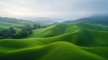 Wall Mural - A large, green hillside with a clear blue sky
