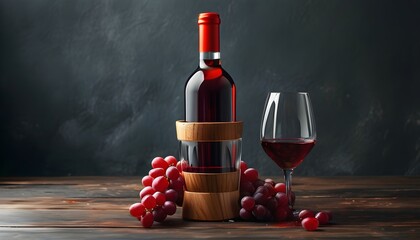 Wall Mural - Elegant decanter showcasing rich red wine against a sleek dark backdrop