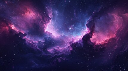 Wall Mural - cosmic nebula with pink and purple clouds and stars