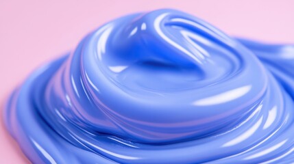 Poster - The smooth blue gel flows gracefully on a gentle pink background, highlighting its glossy texture and vibrant color blend