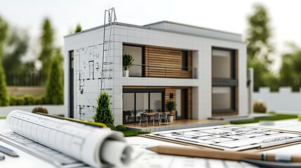 Vector sketch of modern house.