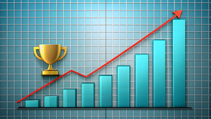 graph chart showing successful business goal achievement strategy with growth financial progress