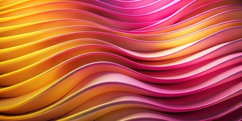 Wall Mural - Abstract render with organic, wavy surfaces in contemporary pink and yellow wallpaper, abstract,render, organic, wavy, surfaces