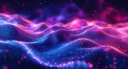 Wall Mural - Abstract Digital Landscape with Glowing Lights