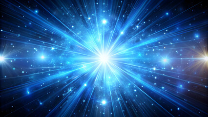 Abstract space background with glowing blue starbursts and energy flares, space, background, abstract, glowing, blue